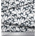 thumbnail image 2 of Soimoi White Rayon Fabric Cat Animal Print Fabric by Yard 42 Inch Wide, 2 of 3