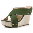 thumbnail image 1 of BLISSFUL STEP Sandales Compensées à Plateforme pour Femmes Vert Foncé (Taille 7,5), 1 of 6