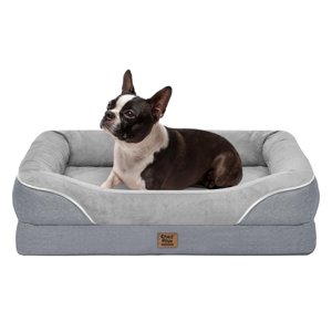 Grand lit de chien lavable orthopédique - Lits pour chiens en mousse d'oeuf pour chiens grands et moyens Lits de gros animaux avec couvercle lavable amovible et Bolster pour chiens extra grands