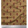 thumbnail image 1 of Soimoi Modal Satin Fabric Leaves & Floral Block Printed Fabric 1 Yard 42 Inch Wide, 1 of 4