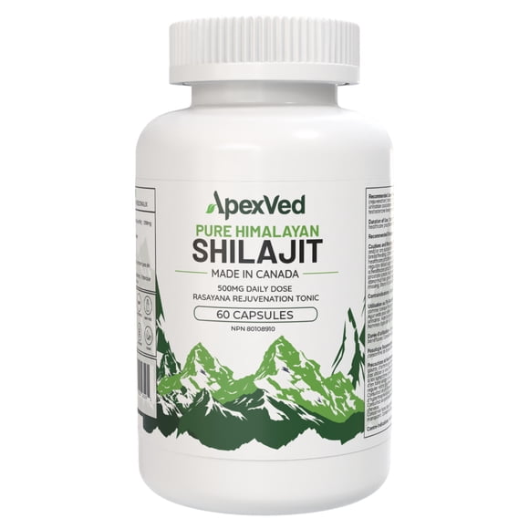 ApexVed Premium Shilajit Himalayen : Soutien à l'Énergie, à la Force et à la Vitalité, 60 Capsules