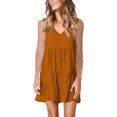 thumbnail image 2 of Penkiiy Robe Tunique d'Été pour Femme Sans Manches à Col en V Décontractée Ample Fluide Évasée Robe Débardeur L Orange, 2 of 8