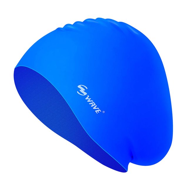 Silicone Long Hair Swim Hat High Elasticity Ear Protection Flexible Swimming Hat Blue
