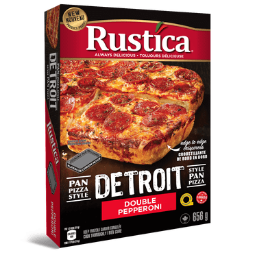 Rustica Pan-Pizza Style Detroit Double Pepperoni 656 G Congelee