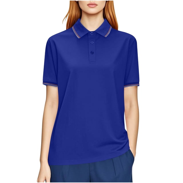 Polo pour Femmes, Haut Athlétique Uni à Manches Courtes Évacuant l'Humidité avec Col à Revers, Tenue Décontractée Toutes Saisons