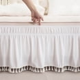 thumbnail image 4 of Solid Color Wraparound Elastic Bed Skirt Stretch Fabric Built-in Bed Apron Soft Comfortable Machine Washable Durable No Warp No Fade Easy Maintenance Multiple Sizes Available Clutter Hiding, 4 of 9