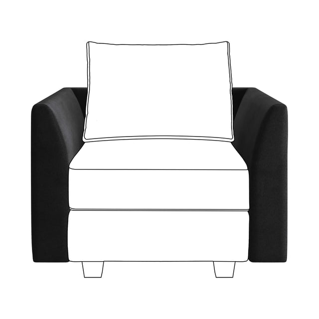 HONBAY Module d'Accoudoir Latéral en Velours pour Canapé Sectionnel Modulaire, Présenté comme une Paire d'Accoudoirs Noirs Conçus pour Être Utilisés avec les Meubles Modulaires HONBAY. les Accoudoirs Comportent un Cadre en Bois Massif, un Rembourrage en Éponge Haute Densité et un Revêtement en Velours Doux. Ils Sont Compatibles avec les modules du Milieu Ou du ottoman, Permettant des configurations de Canapé Personnalisables. Comprend des Ferrures de Bras et des Vis pour l'Assemblage.