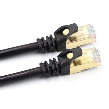 Yeacher Cat7 Ethernet Cable 10Gbps 600Mhz/Shielded Twisted Pairs//26AWG Oxygen-free Copper Cores/Gold Plated RJ45 Interface Black 1m