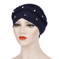 thumbnail image 2 of Women Beading Braid India Hat Muslim Ruffle Cancer Chemo Beanie Turban Wrap Cap, 2 of 9