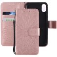 thumbnail image 1 of Wallet Case, Embossed Sunflower Premium PU Leather Folio Flip Kickstand Card Slots Wrist Strap Cover for Samsung Note10(Rose Gold), 1 of 7