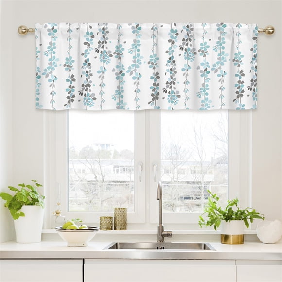 wycnly Short Window Valance Curtain 52x18in Small Floral Pattern Kitchen Bathroom Cafe Thermal Insulating Tier Curtain Colorful Polyester Home Decor Easy Install