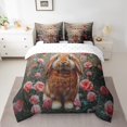 thumbnail image 2 of Ensemble Douillette 7 Pcs Lapin Lop Lit Double Tout-en-un, Ensembles de Literie Attrape-Rêves, Ensemble de Draps Fleurs Roses avec Douillette Ensemble de Lit Animaux de Ferme, Décor Bohème Exotique, 2 of 5