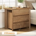 thumbnail image 4 of Tribesigns 31.5-Inch Wood Nightstand with 3 Drawers, Rustic Farmhouse Bedside Table with Storage for Bedroom or Small Spaces, Easy Assembly, 1 Piece, 4 of 5