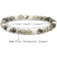 thumbnail image 2 of Bracelet Extensible Unisexe en Perles Rondes de 6 mm en Pierre Précieuse Jsaper Turquoise de Pin Naturel 7 Pouces, 2 of 3
