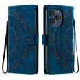 thumbnail image 2 of Flip Case for iPhone 16 Pro, Totem Embossed Flowers Premium PU Leather Wallet Folio Cover with Card Holder Kickstand Compatible with iPhone 16 Pro - Blue, 2 of 14