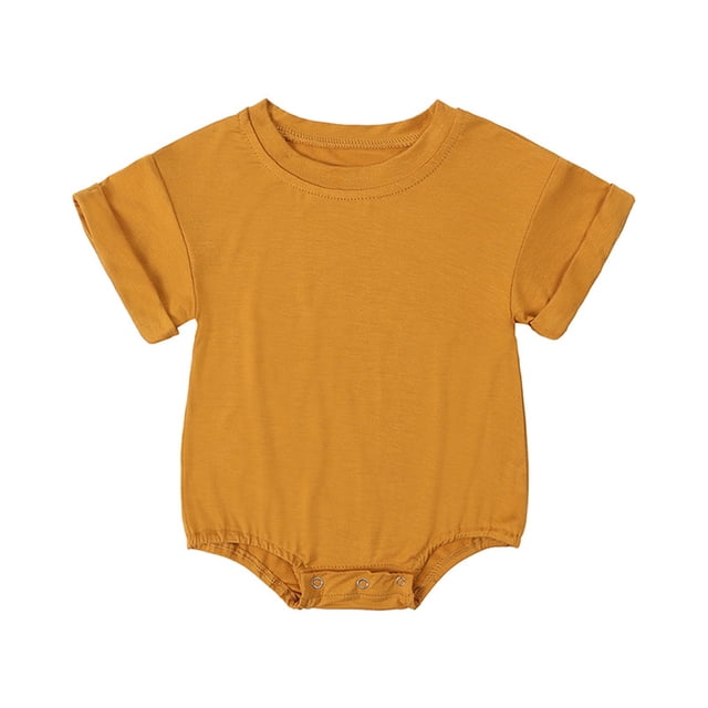 Timegard Newborn Onesie Toddler Boys Girls Short Sleeve Comfy Rompers Unisex Infant Outfits Solid Color