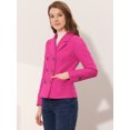 thumbnail image 2 of INSPIRE CHIC Caban à Revers Cranté à Double Boutonnage pour Femme Rose Vif P, 2 of 6