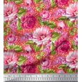 thumbnail image 1 of Soimoi Poly Georgette Fabric Leaves & Peony Floral Print Sewing Fabric Yard 42 Inch Wide, 1 of 5