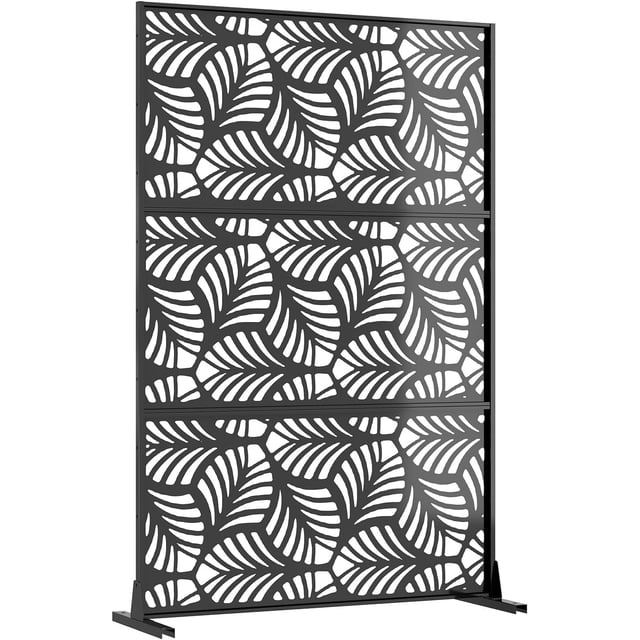 YUSAZENS 47x72 Inch Galvanized Steel Garden Screen Panel Flower Pattern Metal Privacy Fence Partition for Patio Backyard Outdoor Decor