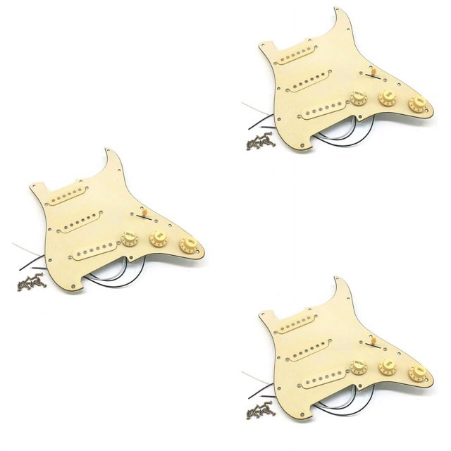 3X Guitare Électrique Pickguard Pickups Pré-Câblée Assemblage de Plaque SSS Jaune