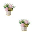 thumbnail image 1 of relayinert Simulation Flower Set Low Maintenance Easy To Clean Fake Peony Silk Hydrangea Flower Silk Artificial Flowers With Vase Pinellia Pink 2Set, 1 of 6