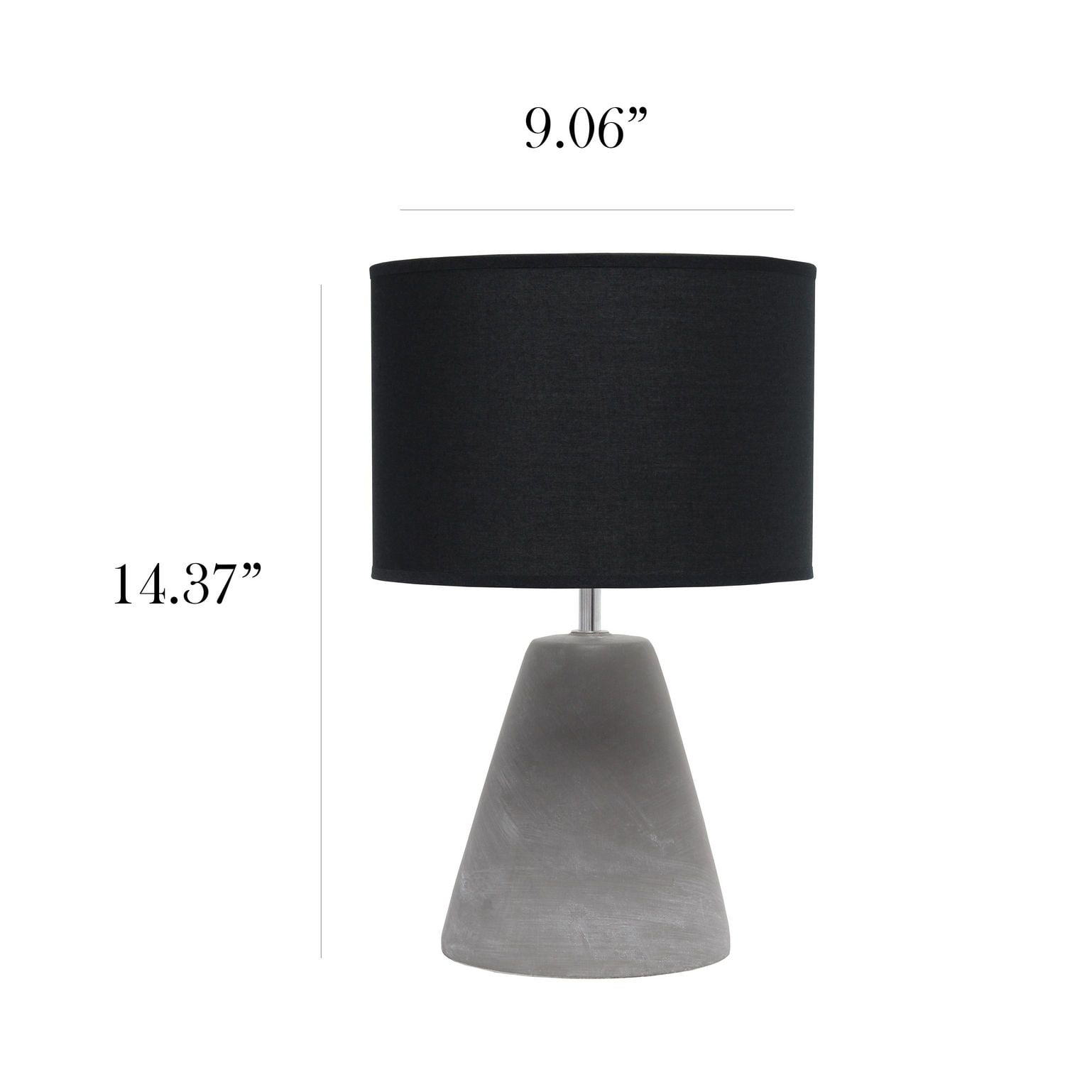 Simple Designs Lampe de table Pinnacle en béton, noir