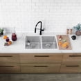 thumbnail image 1 of Stylish Dual Mount 31" Stainless Steel Double Bowl Kitchen Sink with Strainers S-401, 1 of 12