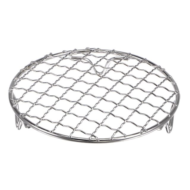 Unique Bargains Grille de Cuisson Ronde, Grille de Barbecue en Fil Croisé en Acier Inoxydable de 5 Pouces avec Pieds