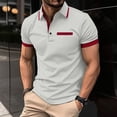 thumbnail image 1 of Shirts for Men Mens Fallow Button Turn-down Collar Top Short-Sleeved Splice Sports Top Shirt, 1 of 1