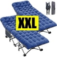 thumbnail image 1 of ABORON 2 Packs Oversized XXL Folding Camping Cot for Adults & Kids, 78" L x 32" W x 18" H Large Folding Guest Bed Cots, Sleeping Cot Folding Bed with 2 Sided Mattress & Carry Bag, Up to 900lbs, 1 of 7