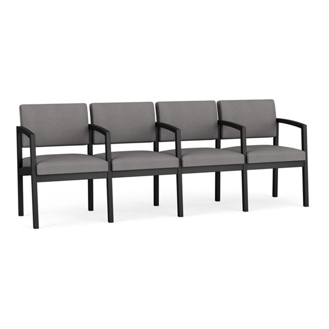 Lenox Steel Reception Waiting 4 Seats Chair / Black Steel / Light Gray