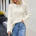 thumbnail image 1 of Dvkptbk Chandails pour Femmes Femmes Col Rond Uni Mode Tricot Ample Chandail Vêtements en Liquidation, 1 of 6