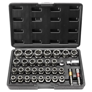 VEVOR Ensemble d'Extracteur de Boulons, Ensemble de 29 Pcs pour Retirer Boulons et Écrous, 6 mm à 10 mm, 13/32 Pouces à 3/4 Pouces, Ensemble de Douilles d'Extraction en Acier CR-MO avec Boîtier de Rangement, pour Enlever Boulons, Écrous et Vis Rouillés Endommagés