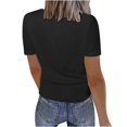 thumbnail image 3 of Jsaierl Ribbed Knit Tank Tops for Women Solid Color Notched V Neck Short Sleeve Shirts Daily Going Out Basic Tees Tops, 3 of 6
