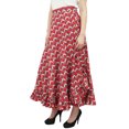 thumbnail image 4 of Phagun Jupe Hippie Imprimée Ikat pour Femmes Ceinture en Coton à Volants Rouge, 4 of 6