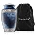thumbnail image 3 of Urne Commémorative de Crémation Rappelée pour Cendres Humaines, Urne Funéraire pour Adultes Argentée et Bleue avec Sac en Velours, 3 of 15