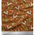 thumbnail image 1 of Soimoi Moss Georgette Fabric Leaves & Reindeer Animal Decor Fabric Printed Yard 42 Inch Wide, 1 of 3