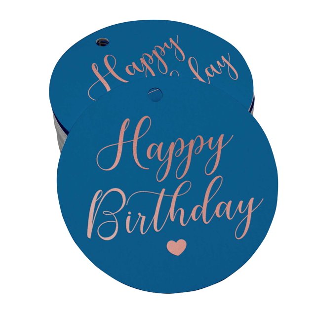Inkdotpot Real Rose Gold Foil Happy Birthday Tags Favor Hang Paper Tags 100 Pieces