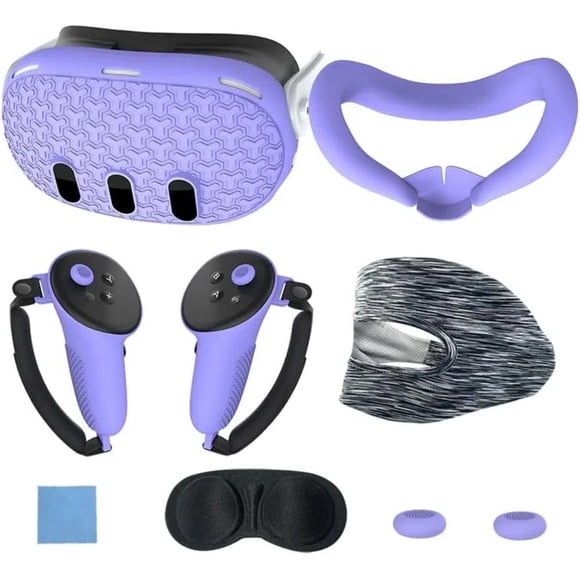 VR Accessories Set For Meta Quest 3, Includes 7 Pcs: Protective Face Cover, Controller Grips, Headset Cover, Lens Protector, And Shell Cover