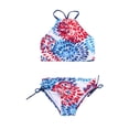 thumbnail image 4 of Faithtur 2Pcs Children Summer Swimwear, Floral Tops + Drawstring Briefs Suit, 4 of 10