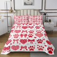 thumbnail image 1 of Erosebridal Princess Bowknot Coverlet Set King, Cartoon Heart Bedding Set, Animals Paw Decor 3pcs, 1 of 5