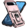thumbnail image 1 of KOMI Designed for Google Pixel 9 Pro, Military-Grade Drop-Proof Case with Sliding Camera Cover and Ring Kickstand, Heavy Duty Shockproof Full Body Protective Phone Case, Rose Gold, 1 of 5