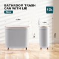 thumbnail image 2 of Bathroom Trash Can with Lid 3.2 Gallon Narrow Trash Can Small Plastic Trash Bin 12 Liter Rectangular Plastic Garbage Can with Press Type Lid for Bedroom Bathroom, 2 of 7