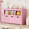 thumbnail image 2 of Costway Storage Cabinet 3 Drawer Chest with Wheels Large Storage Cube Shelf Pink, 2 of 10