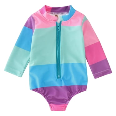 Kid Girl Rash Guard Swimwear Flower Graphic Printed Long Sleeve Sun Protection Toddler Girls Bathing Suits 4-5 Years