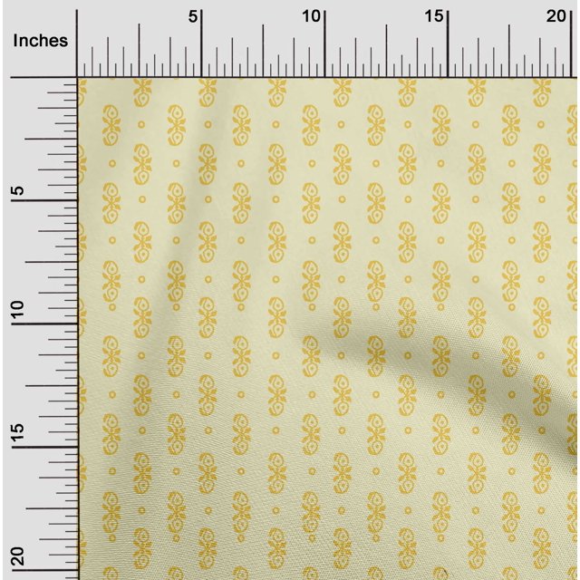 oneOone Cotton Poplin Fabric Circle|Leaves & Paisley Block Print Fabric BTY 42 Inch Wide