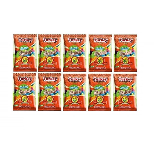 Turkey Herbal Holi Color Powder Gulal Pack Of 10 X 100gm - 5 Assorted Colors | Skin Safe, Non-Toxic, Silky & Soft Herbal Holi Gulal - Perfumed Natural Holi Rang