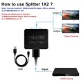 thumbnail image 4 of avedio links HDMI Splitter 1 in 2 Out with 4FT HDMI Cable, 4K 1x2 HDMI Splitter for Screen Duplication, Supports 4K@30Hz, 1080P, 3D, Copy 1 Source to 2 HDMI Displays Simultaneously (No Extend Mode), 4 of 4