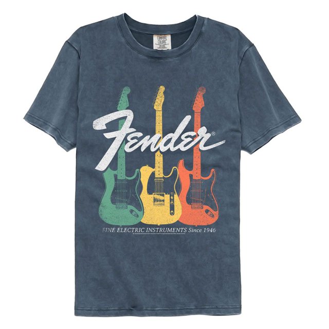 Fender Guitares Instruments Électriques Denim Adulte P/T Couleur Confort T-Shirt TG