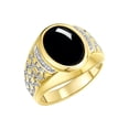 thumbnail image 2 of RYLOS Men's Rings 14K Yellow Gold Nugget Ring with Cabochon Gemstone & Diamonds Cabochon Onyx Rings For Men Size 11, 2 of 7